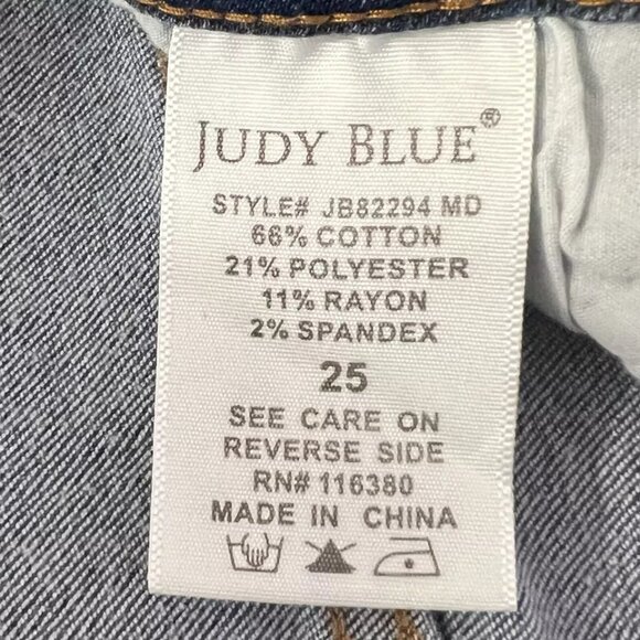 Judy Blue Jeans Womens 25x28 Blue Slim Fit Denim Mid Rise Medium Wash Stretch - Picture 5 of 11